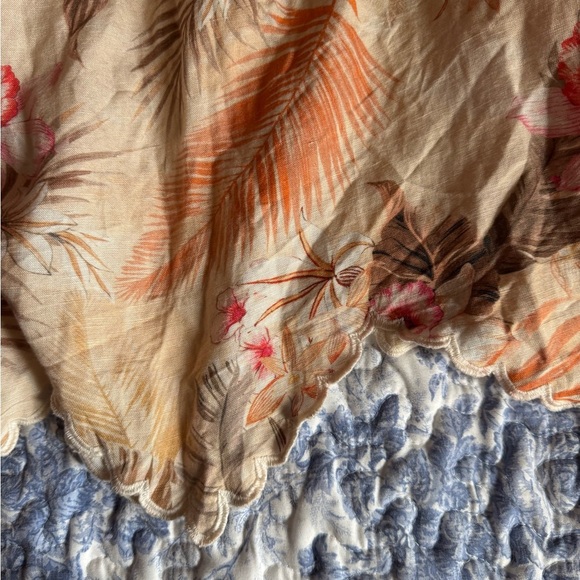 Boston Proper Floral linen embroidered Blouse - Pink and Cream - Picture 7 of 9